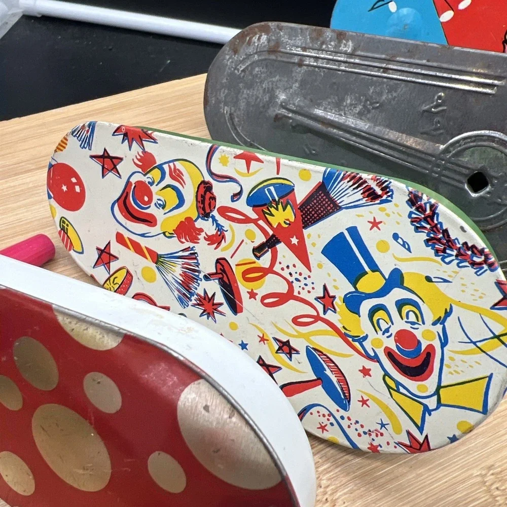 Set of 5 Vintage Metal Toy Noise Makers Tin Party New Years Eve